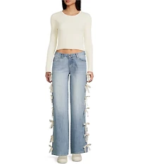 KatieJNYC Chicago Lace Bow Low Rise Jeans