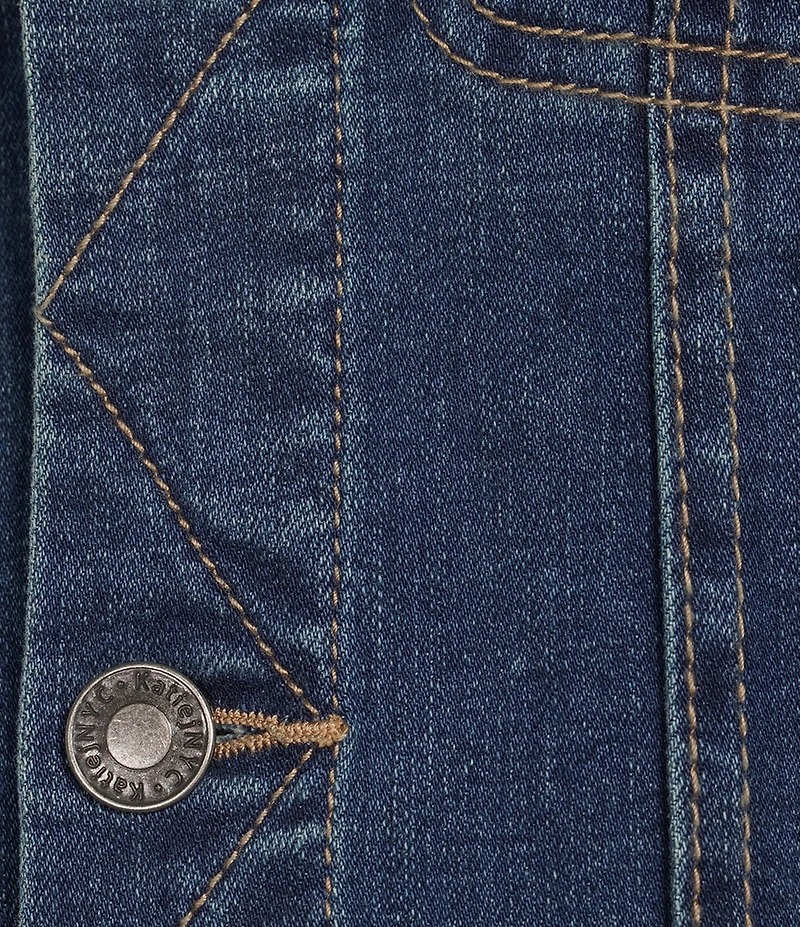 KatieJNYC Dallas Denim Point Collar Button Front Jacket