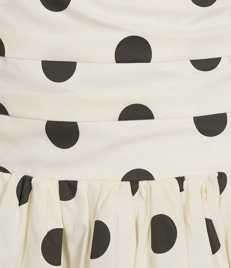 KatieJNYC Dotted Print Square Neck Removable Strap Sleeveless Mesh Fitted Bubble Hem Mini Dress