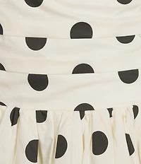 KatieJNYC Dotted Print Square Neck Removable Strap Sleeveless Mesh Fitted Bubble Hem Mini Dress