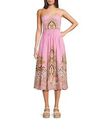 KatieJNYC Dove Printed Square Neck Sleeveless Midi Dress