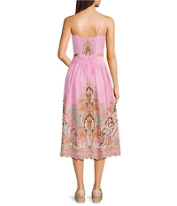 KatieJNYC Dove Printed Square Neck Sleeveless Midi Dress