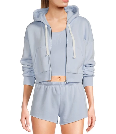 KatieJNYC Dylan Coordinating Crop Zip Up Drawstring Hoodie