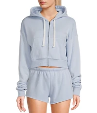 KatieJNYC Dylan Coordinating Crop Zip Up Drawstring Hoodie