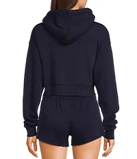 KatieJNYC Dylan Coordinating Crop Zip Up Drawstring Hoodie