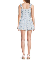 KatieJNYC Emerson Floral Print Square Neck Sleeveless Drop Waist Mini Dress