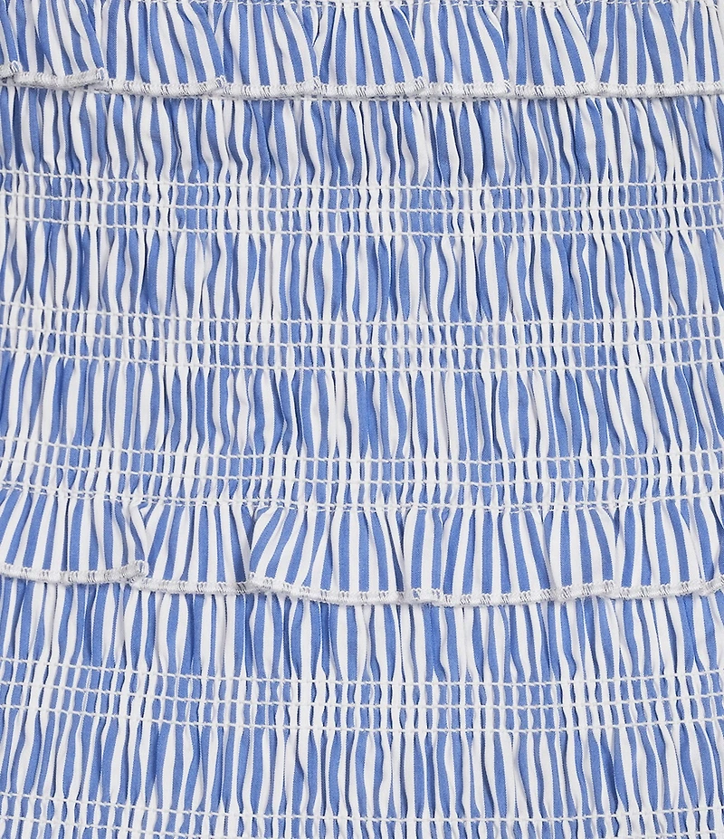 KatieJNYC Evan Square Neck Tie Shoulder Stripe Smocked Dress