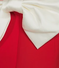 KatieJNYC Imogen Bow Back Mock Neck Short Sleeve Mini Dress