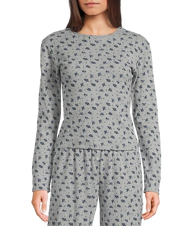KatieJNYC Coordinating Knit Pointelle Ditsy Floral Marina Long Sleeve Top
