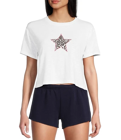 KatieJNYC Knit Star Print Short Sleeve T-Shirt
