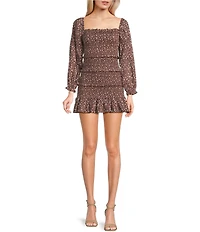 KatieJNYC Laila Smocked Leopard Bodycon Dress