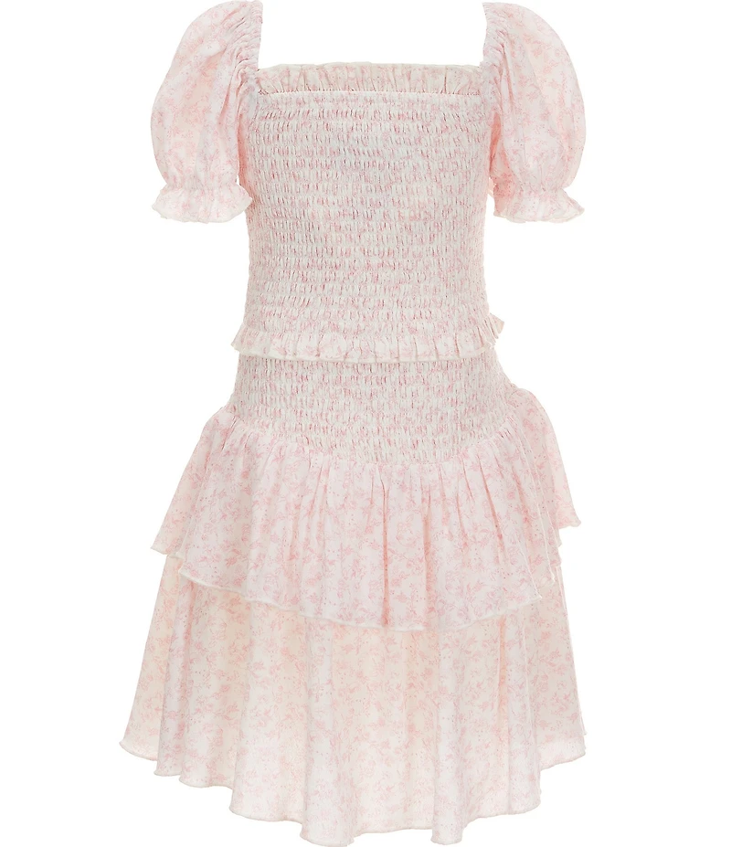 KatieJNYC Lainey Toile Print Puffed Sleeve Smocked Fit-And-Flare Dress