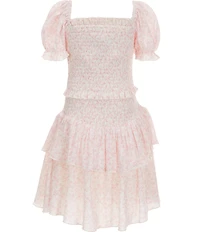 KatieJNYC Lainey Toile Print Puffed Sleeve Smocked Fit-And-Flare Dress