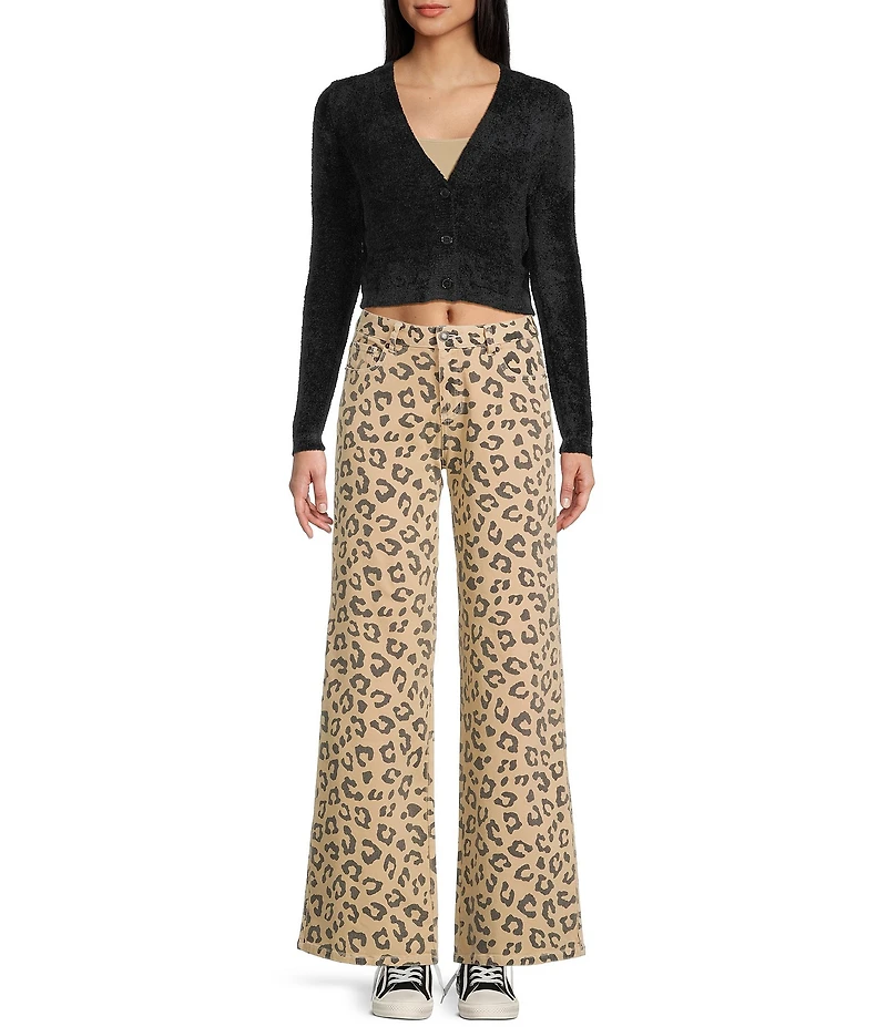 KatieJNYC Leopard Print Wide Leg Chicago Denim Jeans