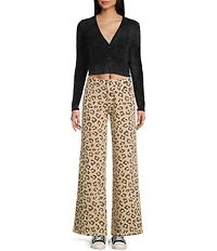 KatieJNYC Leopard Print Wide Leg Chicago Denim Jeans