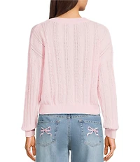 KatieJNYC Long Sleeve Libby Ribbon Bow Crew Sweater