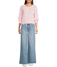 KatieJNYC Long Sleeve Libby Ribbon Bow Crew Sweater
