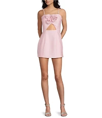 KatieJNYC Luna 3D Floral Cutout Strapless A-Line Mini Dress