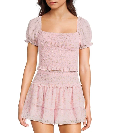 KatieJNYC Marlee Floral Print Smocked Stripe Coordinating Top