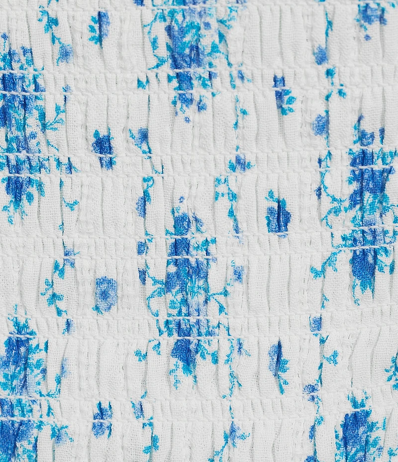 KatieJNYC Marlee Floral Stripe Print Square Neck Long Sleeve Top