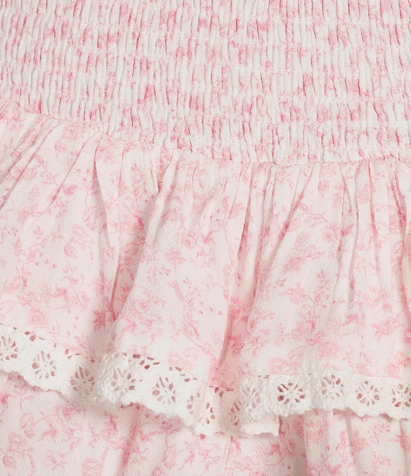 KatieJNYC Melody Toile Tiered Fit & Flare Mini Skirt