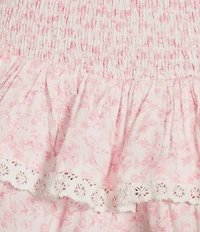 KatieJNYC Melody Toile Tiered Fit & Flare Mini Skirt