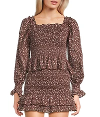 KatieJNYC Mikaela Long Sleeve Square Neck Smocked Coordinating Top