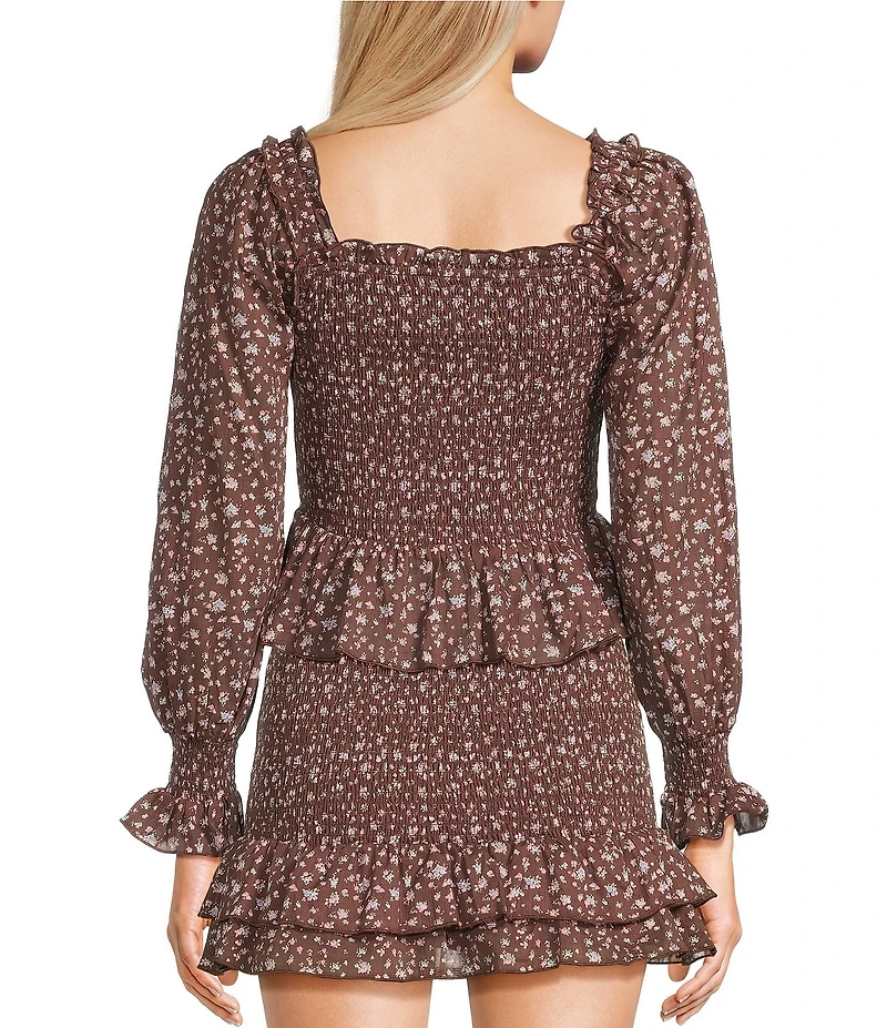 KatieJNYC Mikaela Long Sleeve Square Neck Smocked Coordinating Top