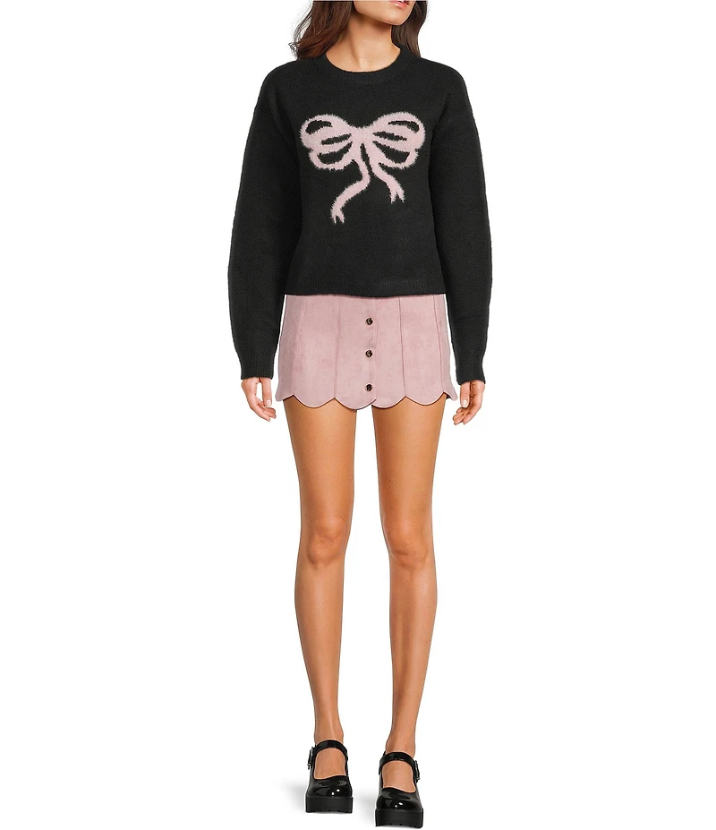 KatieJNYC Mini Suede Scallop Fit and Flare Autumn Skirt