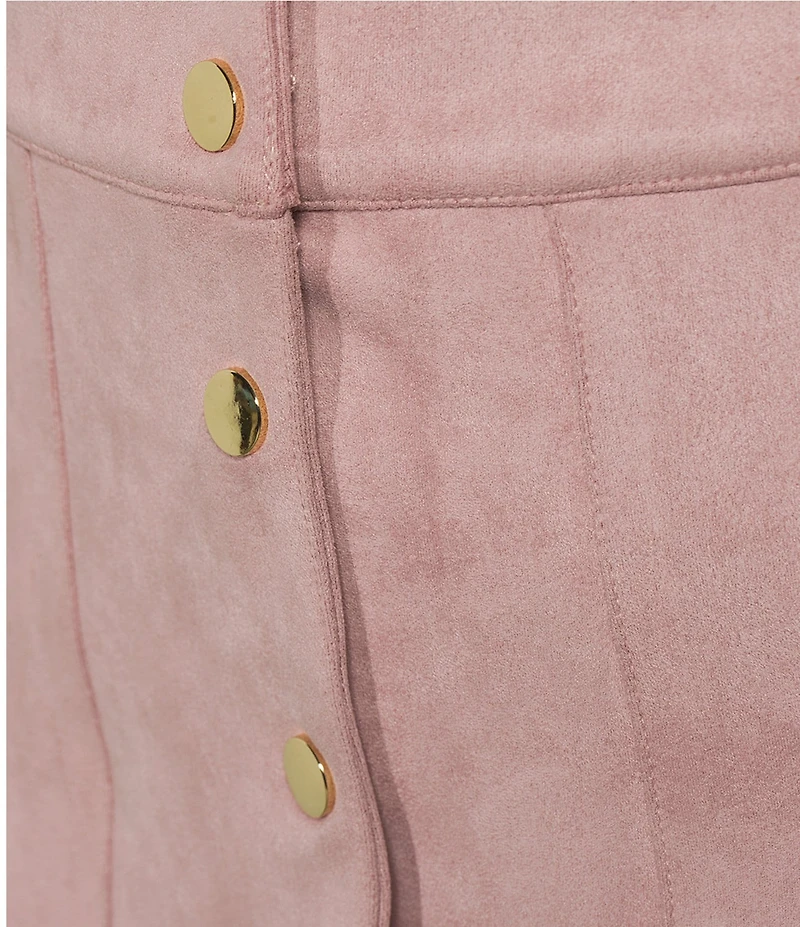 KatieJNYC Mini Suede Scallop Fit and Flare Autumn Skirt