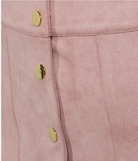 KatieJNYC Mini Suede Scallop Fit and Flare Autumn Skirt