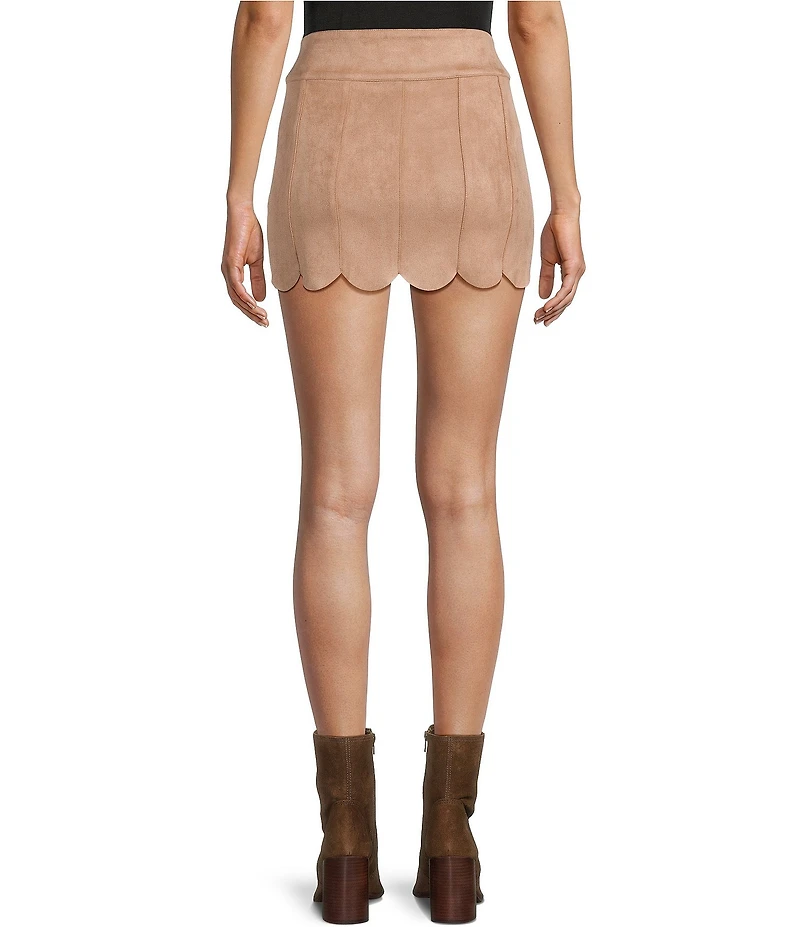KatieJNYC Mini Suede Scallop Fit and Flare Autumn Skirt