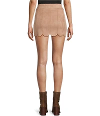 KatieJNYC Mini Suede Scallop Fit and Flare Autumn Skirt