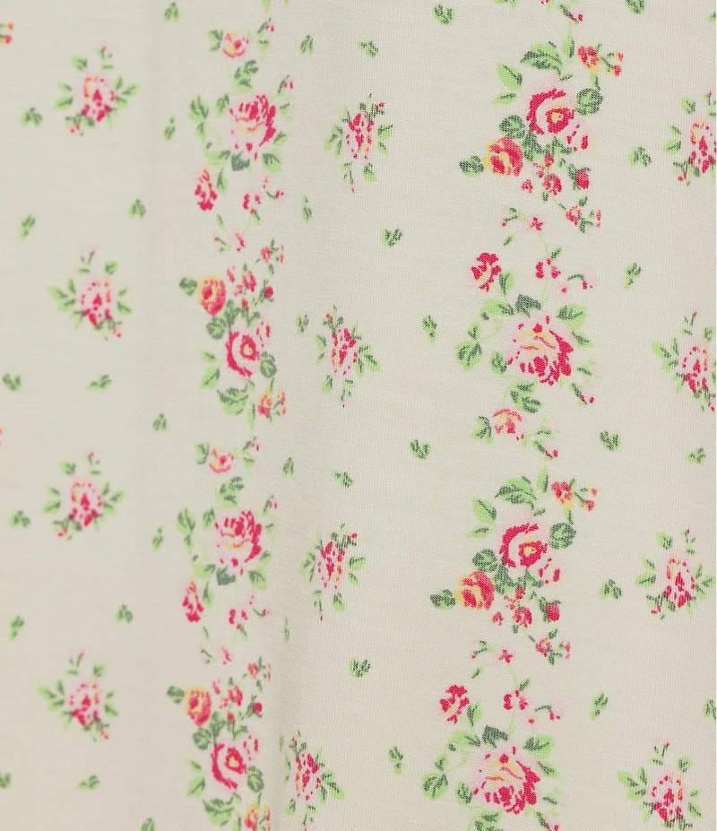 KatieJNYC Short Sleeve Button Front Ditsy Floral Print Lynn Lounge Short Set