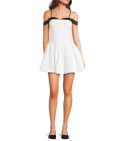 KatieJNYC Square Neck Drop Waist Mini Dress