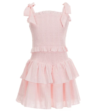 KatieJNYC Square Neck Sleeveless Tie Shoulder Smocked Tiered Emerson Dress