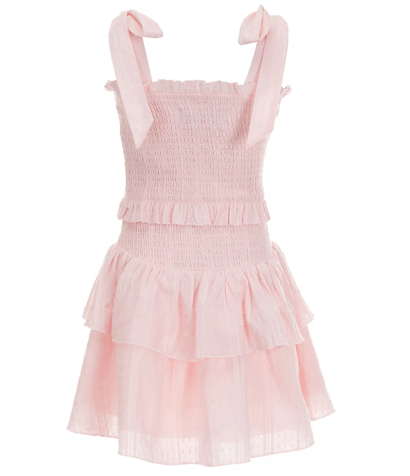 KatieJNYC Square Neck Sleeveless Tie Shoulder Smocked Tiered Emerson Dress