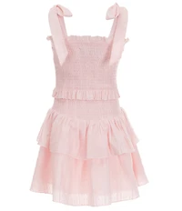 KatieJNYC Square Neck Sleeveless Tie Shoulder Smocked Tiered Emerson Dress