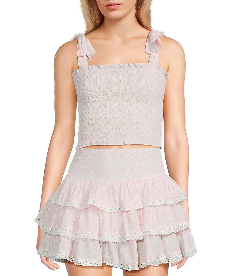 KatieJNYC Sunnie Smocked Tie Shoulder Coordinating Top