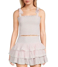 KatieJNYC Sunnie Smocked Tie Shoulder Coordinating Top