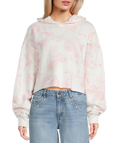 KatieJNYC Toile Long Sleeve Cropped Hoodie