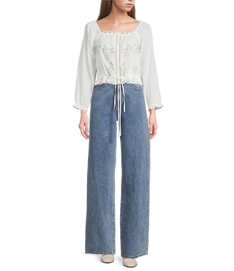 KatieJNYC Tribeca Drawstring Straight Leg Jeans