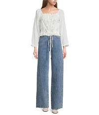 KatieJNYC Tribeca Drawstring Straight Leg Jeans