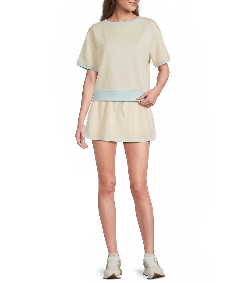 KATYDID Contrast Two-Tone Scuba Drawstring Skort