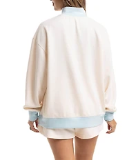 KATYDID Two-Tone Mock Neck Long Sleeve Sweatshirt