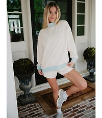 KATYDID Two-Tone Mock Neck Long Sleeve Sweatshirt