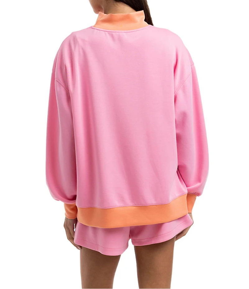 KATYDID Two-Tone Mock Neck Long Sleeve Sweatshirt