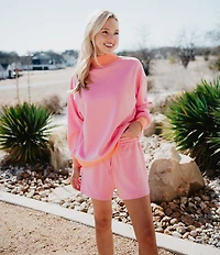 KATYDID Two-Tone Mock Neck Long Sleeve Sweatshirt
