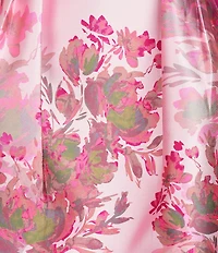 Kay Unger Adriana Mikado Floral Print Jewel Neck Sleeveless Pleated Dress