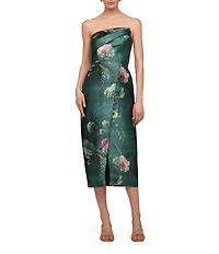 Kay Unger Amelie Printed Mikado Strapless Dress